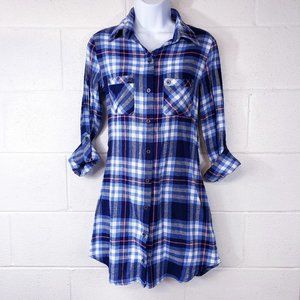 Derek Heart Long Sleeved Plaid Shirt Dress